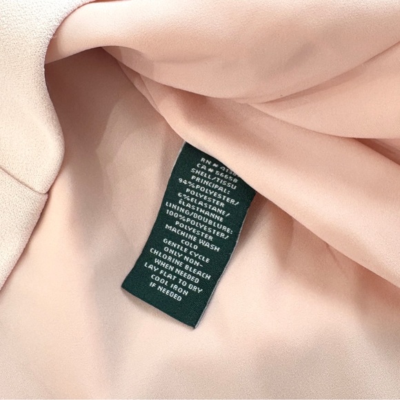 LRL Ralph Lauren Classic Blush Pink Draped Sheath Dress Sz 16 Cocktail Evening - Picture 6 of 9